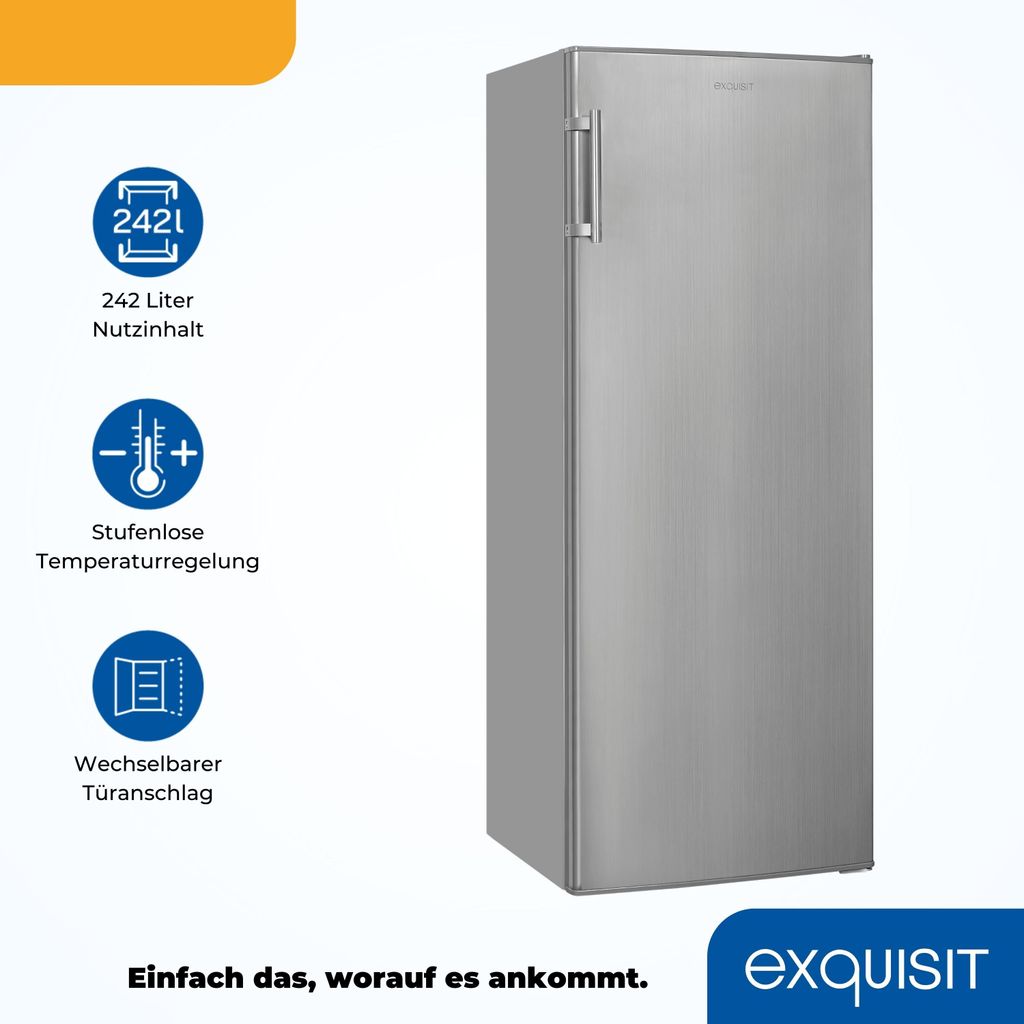 Exquisit Vollraumkühlschrank KS320-V-H-040E inoxlook | 242 Produktbild 3