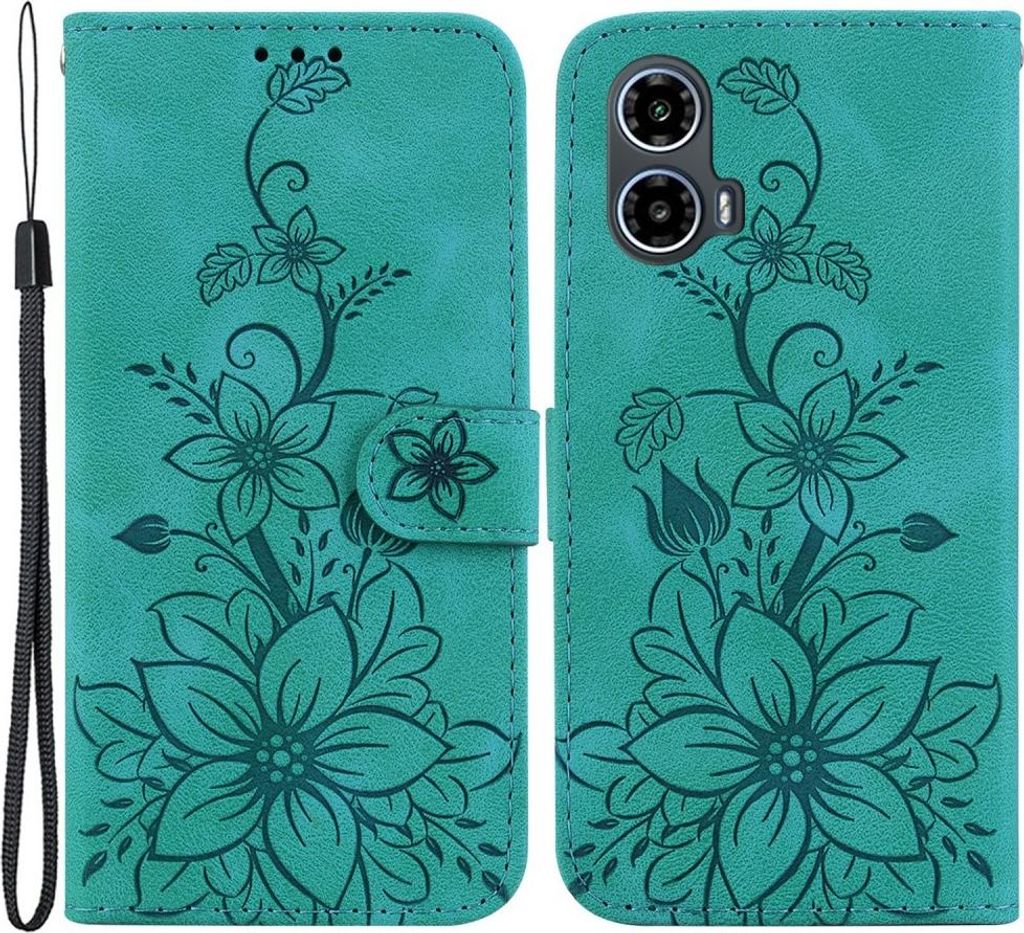 Motorola Moto G04(s) / G24 (Power) / E14 Hülle - Coverup Blumen Klapphülle - Grün