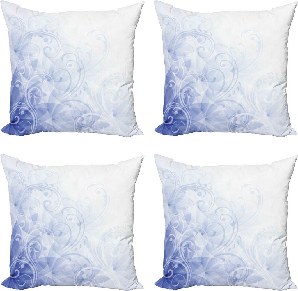 ABAKUHAUS Hellblau Kissenbezug Set (4 Stück), Abstract Floral Locken, Moderner Doppelseitiger Digitaldruck, 40 cm x 40 cm, Violet Blue Pale Blue