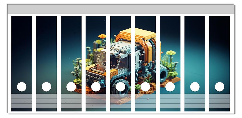 Wallario Ordnerrücken Sticker, selbstklebend für breite Ordner, 9 Stück, Motiv Truck im Pixelstil