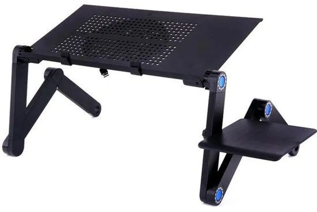 Support PC portable pour télétravail pliable avec ventilateur et tapis