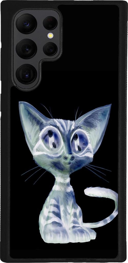 TPU Silikon Hülle für Samsung Galaxy S22 ULTRA Handy Cover Case Schutzhülle Handyhülle Bumper MOTIV T17 Katze Schwarz Weiß