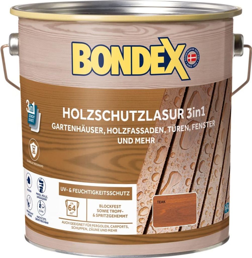 Bondex Holzschutzlasur 3in1 4 L teak