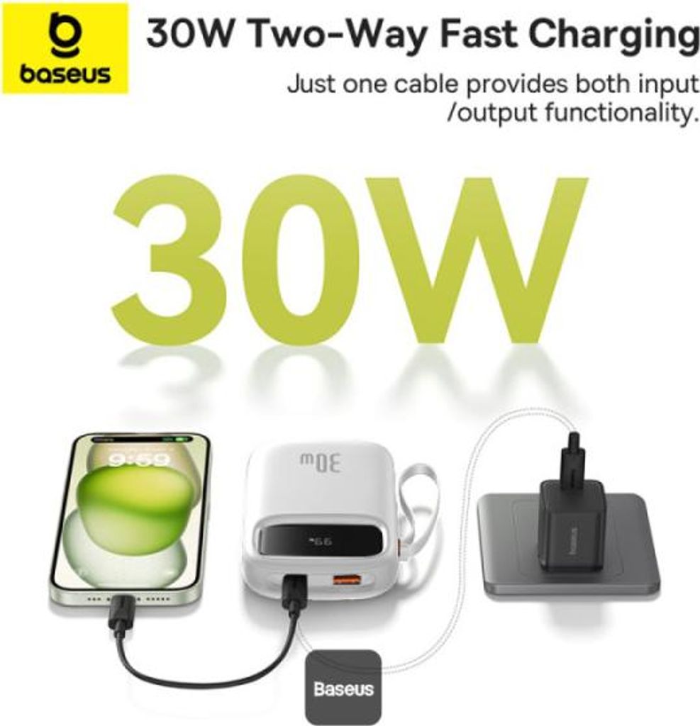 Baseus QPow 2 10000mAh Powerbank Weiß 30W USB-C