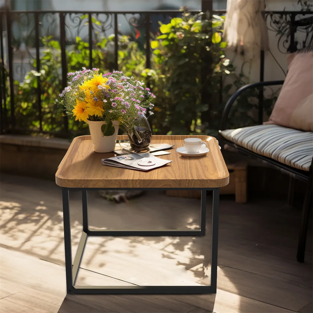 Table Basse Double et Table d'Appoint Salon Moderne Effet Bois Naturel