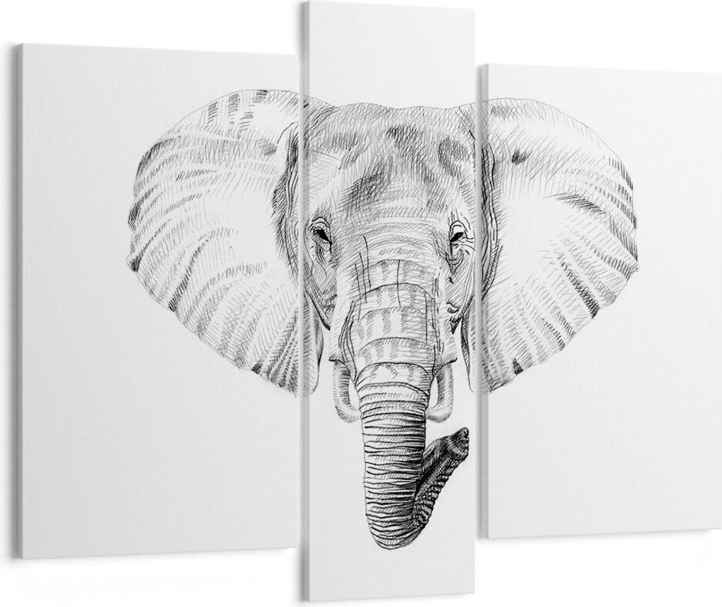 Bild auf Leinwand - Leinwandbild - Elefant Afrika Illustration Kinder - 95x80cm - Wand Bild - Wanddeko - Leinwanddruck - Bilder - Kunstdruck - Lein...