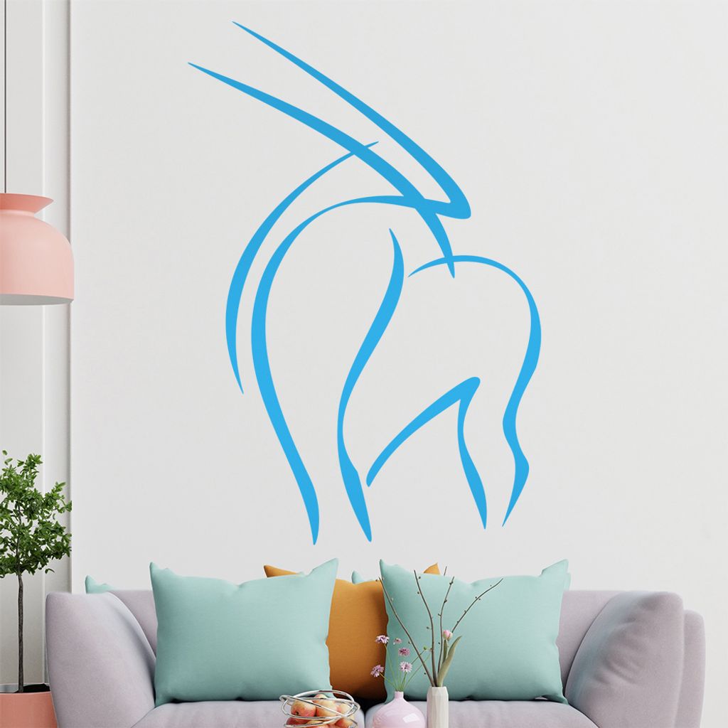 Antilope Linien Wandtattoo in 6 Größen - Wandaufkleber Wall Sticker - Dekoration, Küche, Wohnzimmer, Schlafzimmer, Badezimmer