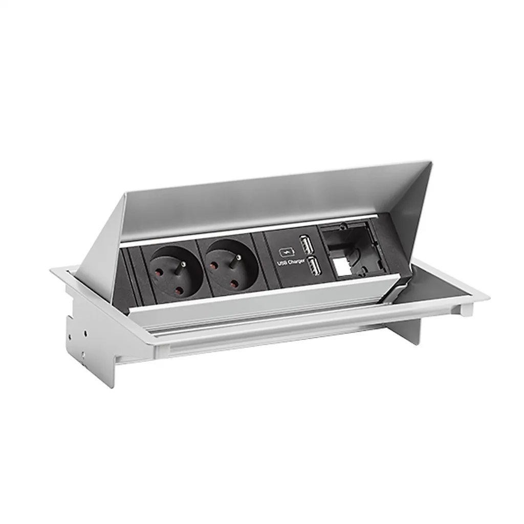 Prise de bureau encastrable Bachmann CONEO blanc USB pour plan de travail