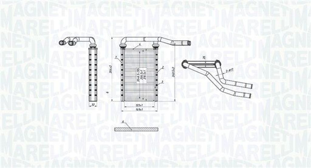 MAGNETI MARELLI 350218490000 Wärmetauscher Innenraumheizung Kühler für FIAT Sedici (FY) für SUZUKI SWIFT III (MZ, EZ)