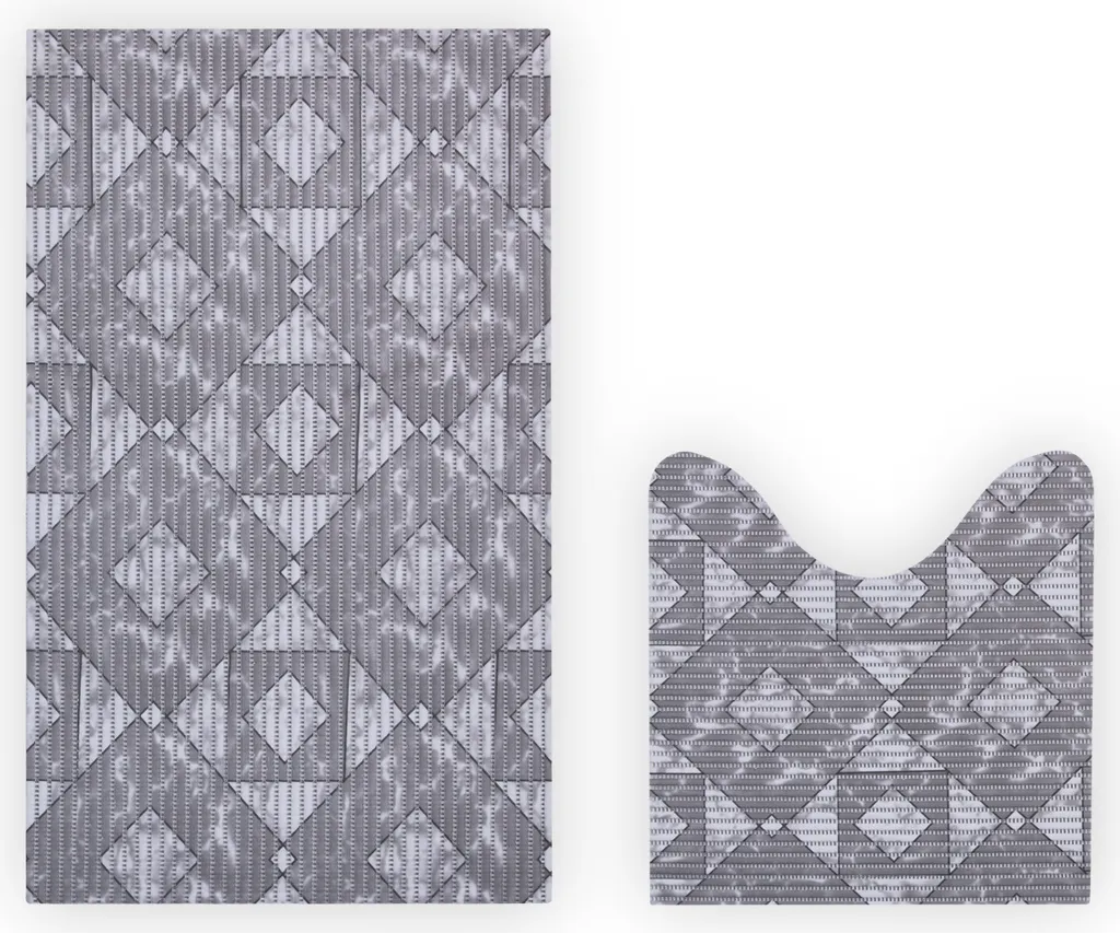 Set di tappeti da bagno 2 pezzi - Geometria - Tappetino in morbida schiuma ( 80x48cm / 48x48cm ) - Tappeto da bagno Tappeto da bagno - Doccia da bagno antiscivolo