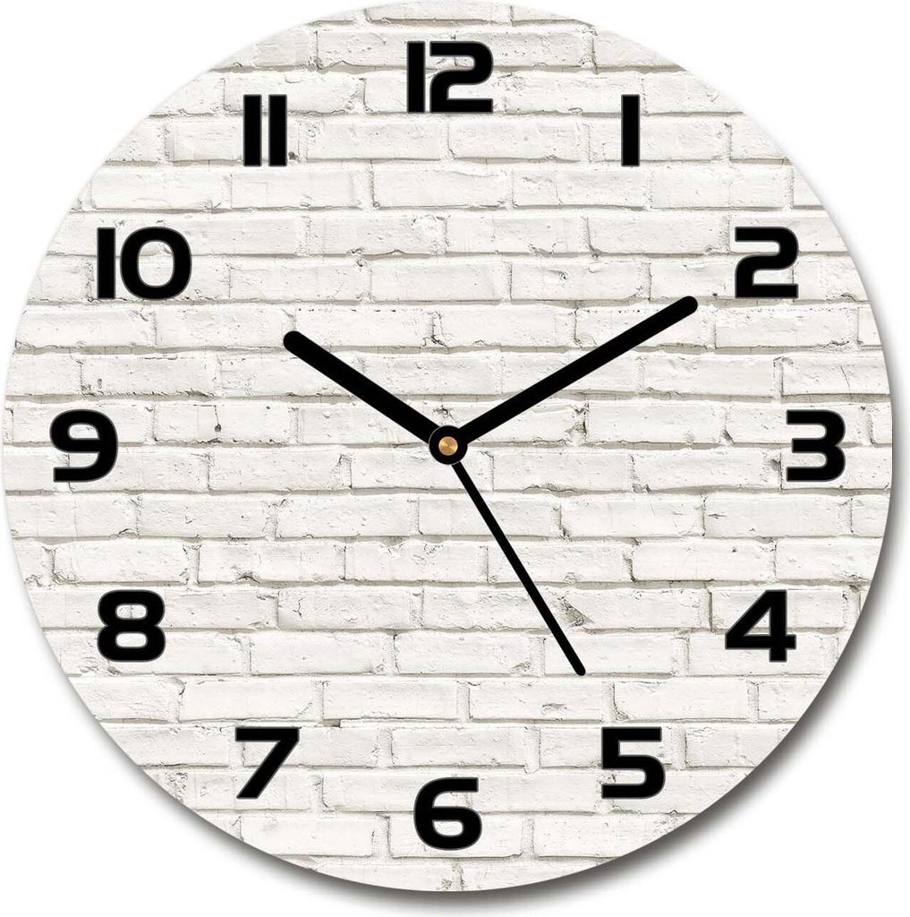 Wanduhr aus Glas 30fi Glasbild Glasuhr Gehärtetes Glas - schwarze-zeiger - Brick wall