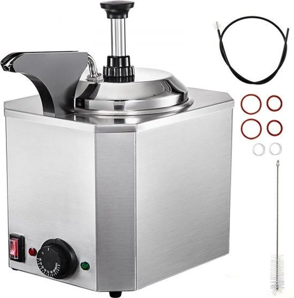 Machine à nacho chauffante inox avec pompe, réglage de température
