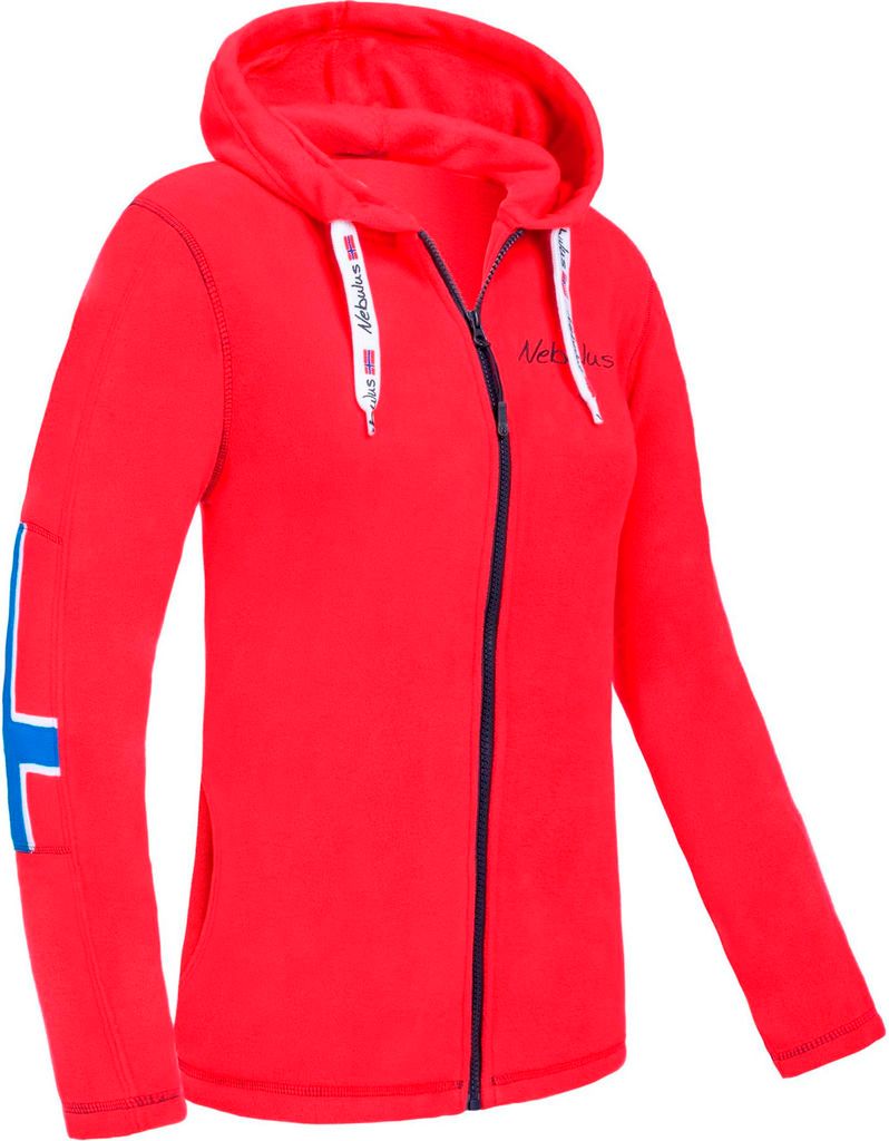 Nebulus Fleecejacke NORDAST Damen, warme Fleece Jacke, mit langem Full-Zip Reißverschluss, P6713 - Damen, rot-schwarz, M/38