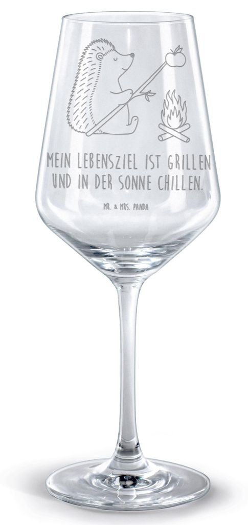 Mr. & Mrs. Panda glas für rotwein Igel Grillen - Transparent - Geschenk, weinglas graviert, Lustige Sprüche, Spruch, Rotweinglas mit Gravur, Arbe...