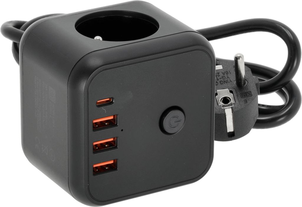Prolunga per prese di corrente KOBI LINEA PRO CUBE C Nero Immagine del prodotto 