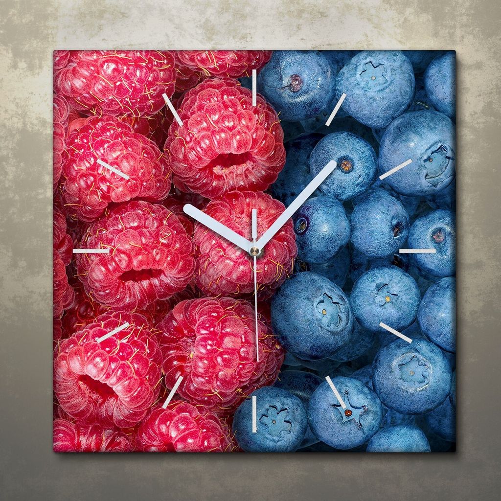 Wohnzimmer Leinwand Uhr Geräuschlos Küche 30x30 Farbige, Früchte, Motive, weiße Zeiger