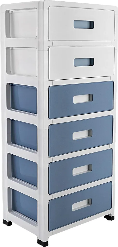 Meuble de rangement bleu 6 tiroirs en plastique haute résistance durable