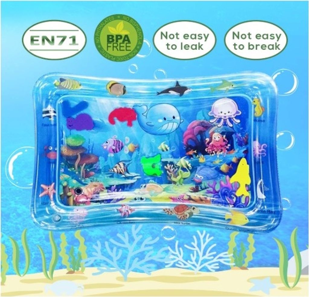 Rosa Schloss Wassermatte Für Babys - Aufblasbare Spielmatte 66x51cm Für Bauchzeit