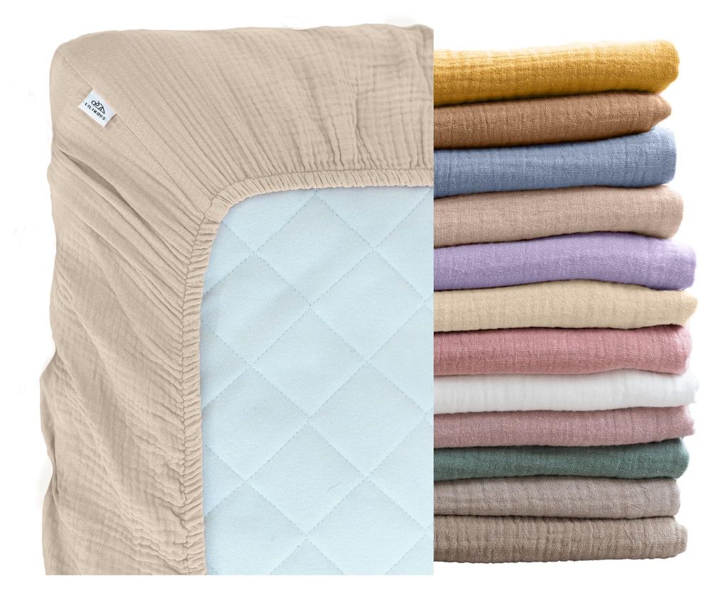 Lenzuolo neonato in mussola 60x120 cm Beige chiaro - Immagine del prodotto 