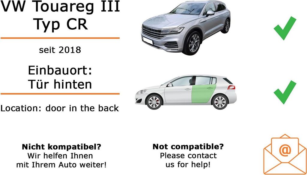 Lautsprecher Boxen Einbaupaket Heck Kenwood S1766 passend für VW Touareg III Typ CR (2002-2010) | 2x Tief-Mitteltöner mit integriertem Hochtöner