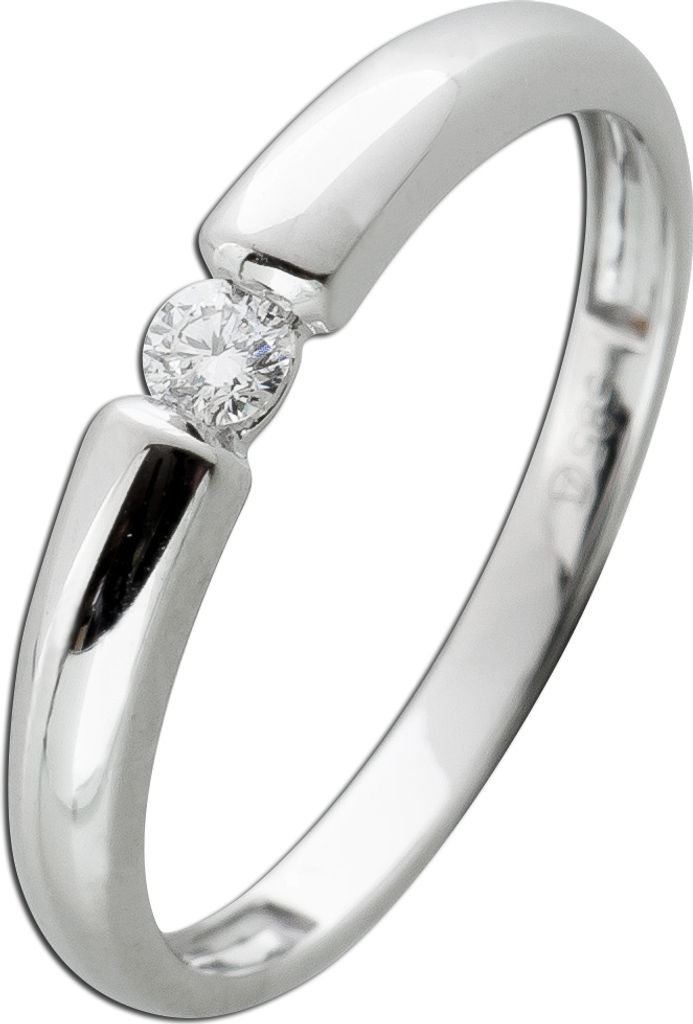Solitär Ring Weißgold 585 14 Karat Diamant 0.08ct W SI 20