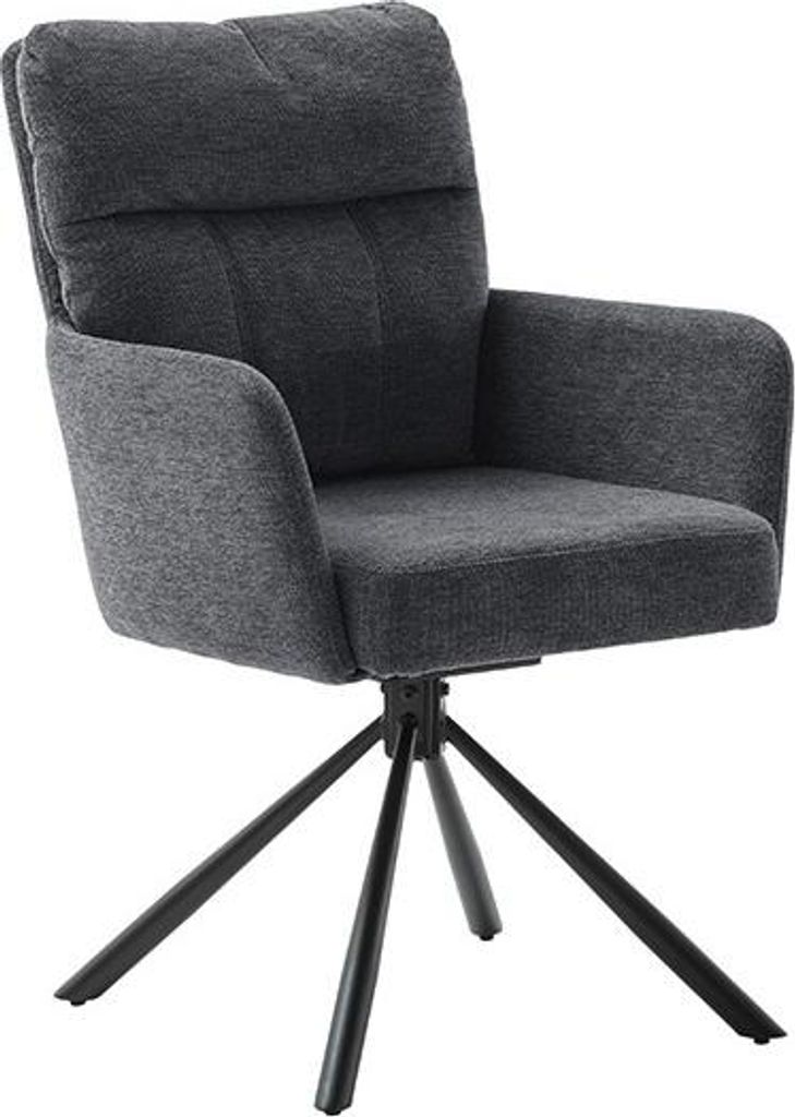 Sessel UTICA 4-Fuß mit Armlehnen.180° Chenille-Opt.Anthrazit