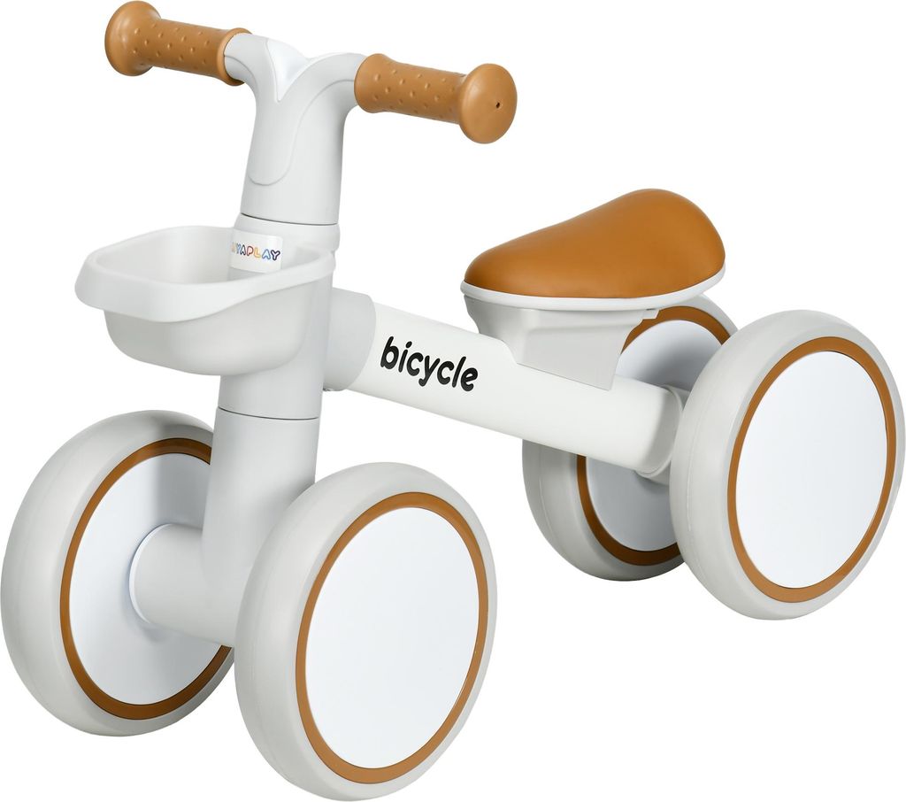 Laufrad, verstellbarer Sitz, Flüsterräder, für 1-3 Jahre, bis 20 kg, Braun/Weiß