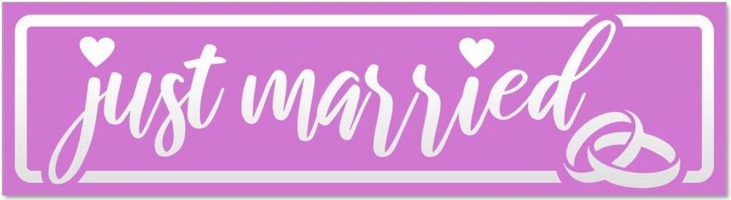 Kiwistar - Autoaufkleber - Flieder - 60 x 16 cm - Just Married Ringe Hochzeit invertiert - Hinweis Aufkleber Sticker für Auto, Kfz, Fahrrad, PKW, LKW