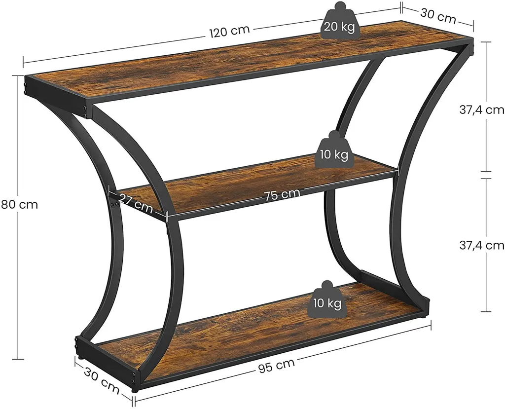 Table console VASAGLE Roogle marron rustique buffet d'entrée industriel