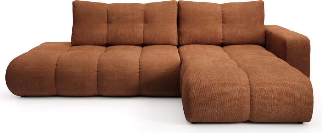 Masseno Ecksofa DUCA R-S mit Schlaffunktion L-Form, Sofa mit Bettkasten, Wohnzimmersofa, Couch, Soffa, Bettsofa, Couchgarnitur- Orange, FLOW 09