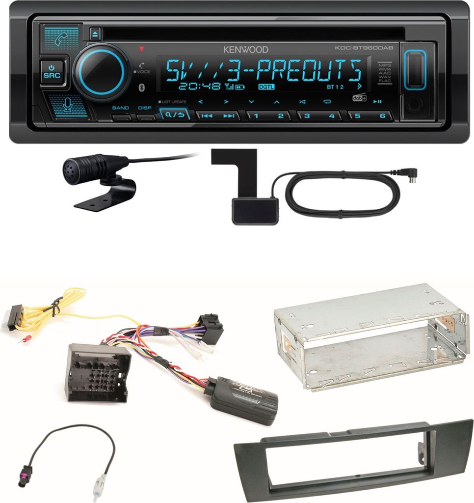 Kenwood KDC-BT960DAB Bluetooth DAB USB Einbauset für BMW E87 E81 E82 X1 E84