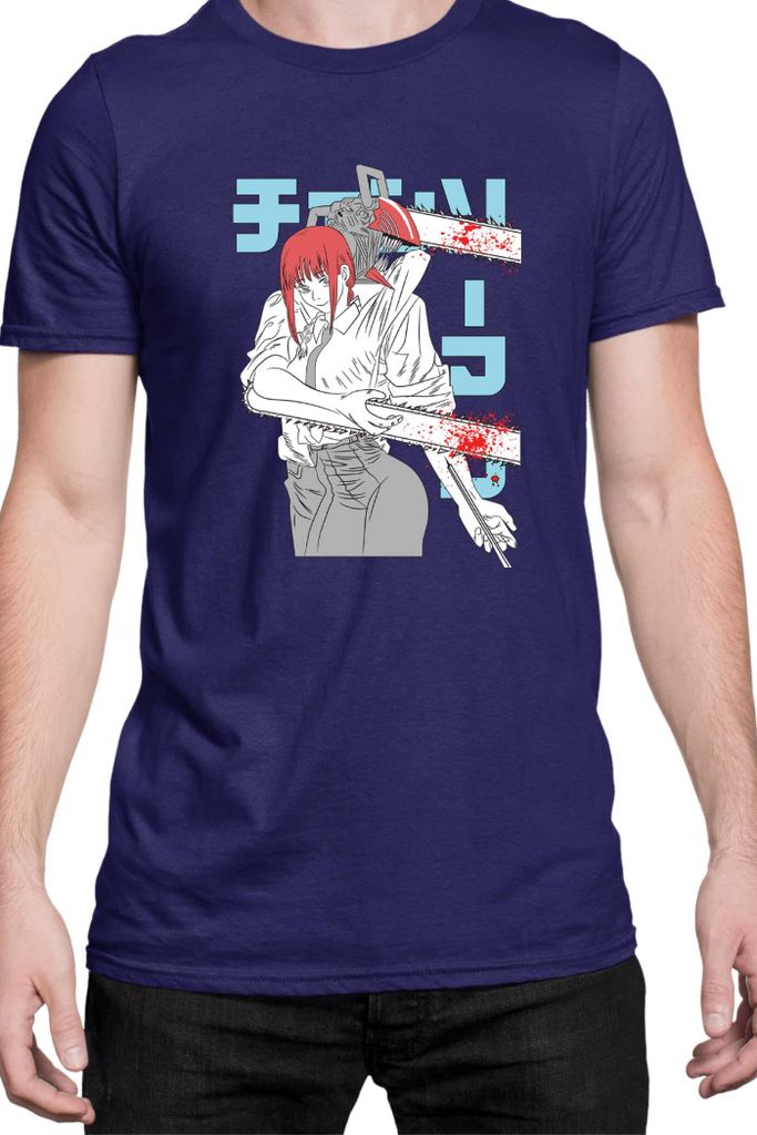 Herren T-Shirt Manga Japan Anime Comics Animation Chainsaw Anime manga Man 12, Man S / Dunkelblau