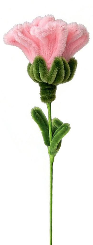 Fertige künstliche Nelke aus Pfeifenreinigern, handgefertigt, konserviert, mit Stiel aus Plüsch, gedreht, als Blumendekoration, Geschenk für Fra...