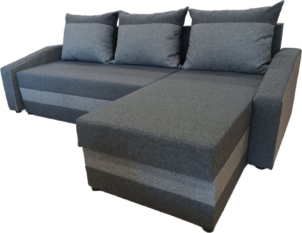 Logan-Ecksofa mit Schlaffunktion und Bettkasten in grau und Produktbild 1