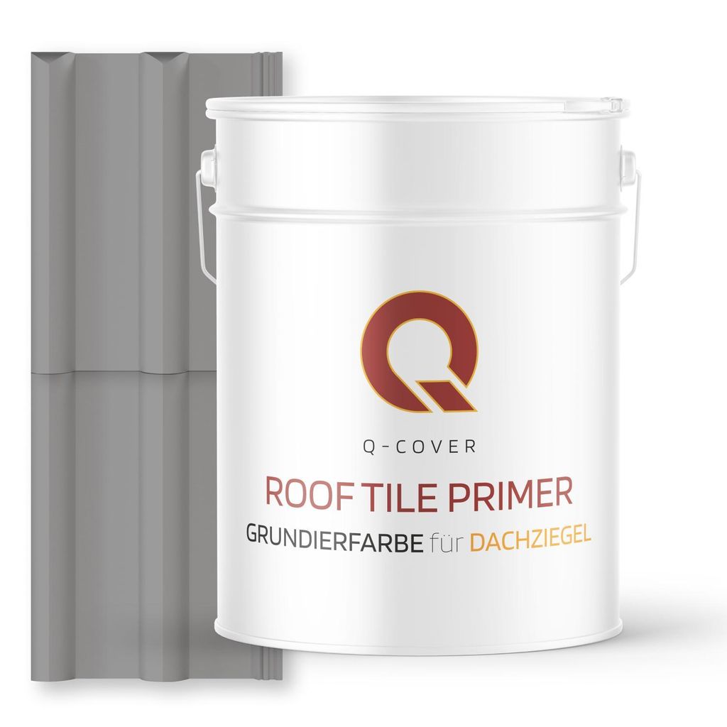 Grundierfarbe für Dachziegel Signalgrau RAL 7004 10 L | wetterfeste Dachbeschichtung | für Ziegel, Beton, Eternit | UV-beständig | Q-COVER