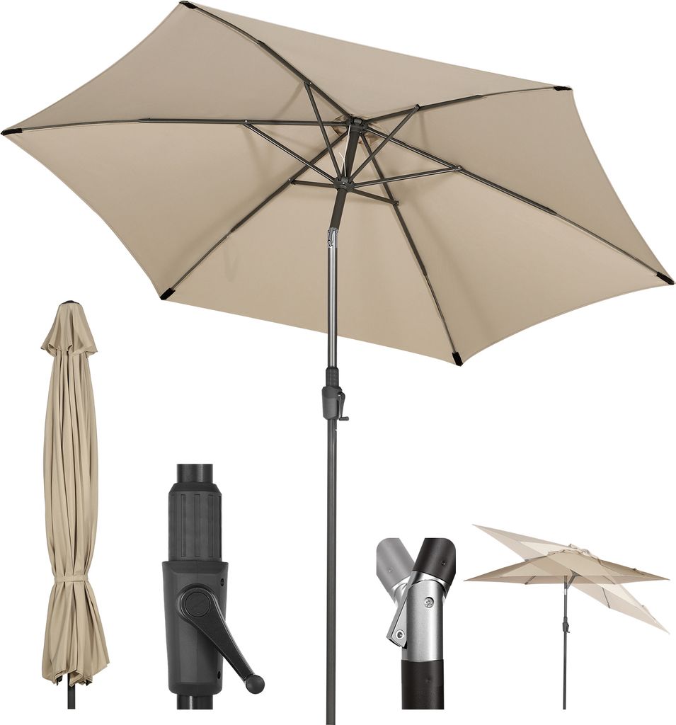 Sekey Sonnenschirm 270 cm Gartenschirm UPF50+ Knickbar, Produktbild 