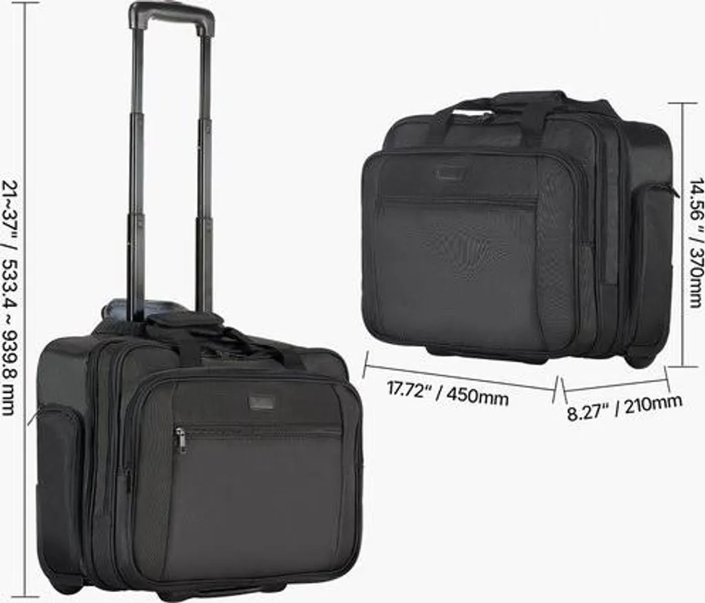 Trolley pour ordinateur portable 17,3 pouces, valise bureau noire 45cm
