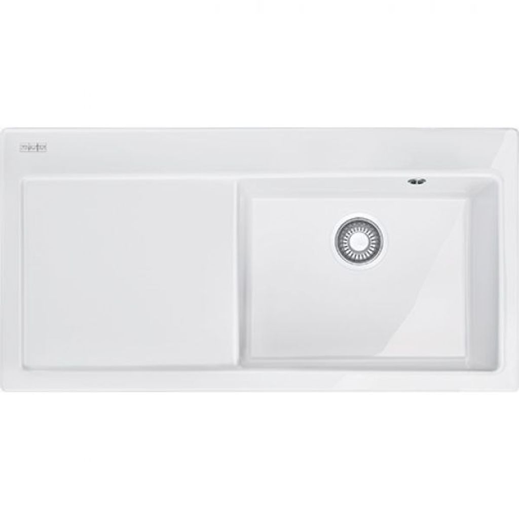 FRANKE MYTHOS MTK 611-100 Einbauspüle / Keramik / Glacier / Becken Links / Druckknopf / 60 cm