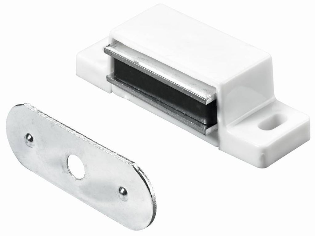 Hettich Magnetschnäpper 15 x 14 x 45 mm weiß 4 kg mit Schrauben - 4 Stück