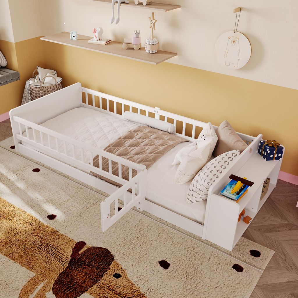 Kinderbett mit Lattenrost und Zaun (90x200 cm) Produktbild 