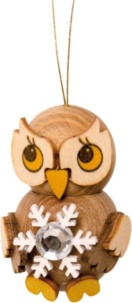 Christbaumschmuck Eulenkind mit Schneekristall (4cm) von Drechslerei Kuhnert