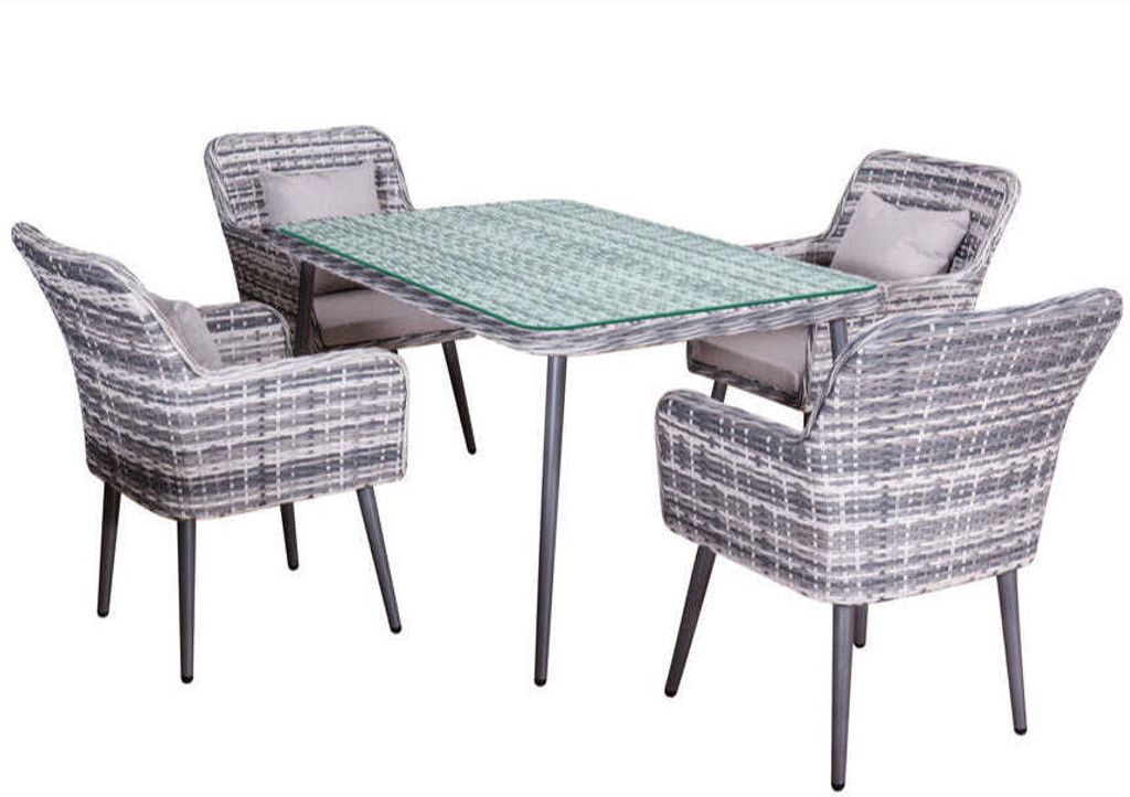 Luxus Premium Garten Polyrattan Essgruppe SET Esstisch Sitzgruppe Gartenmöbel