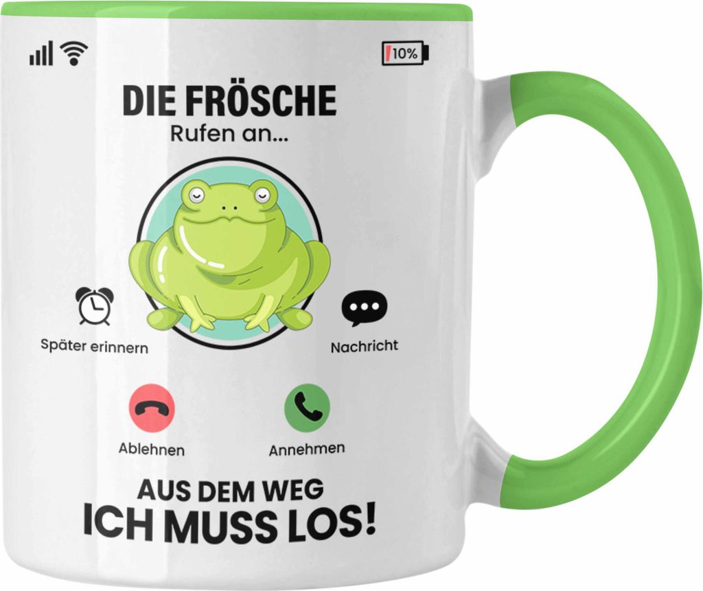 Trendation - Die Frösche Rufen An Tasse Geschenk für Frösche Züchter Besitzer Geschenkidee Lustig Spruch (Grün)