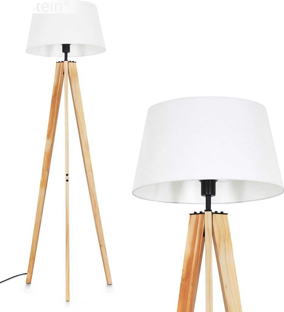 Schiavonea Stehlampe aus Holz/Stoff in Naturfarben/Weiß