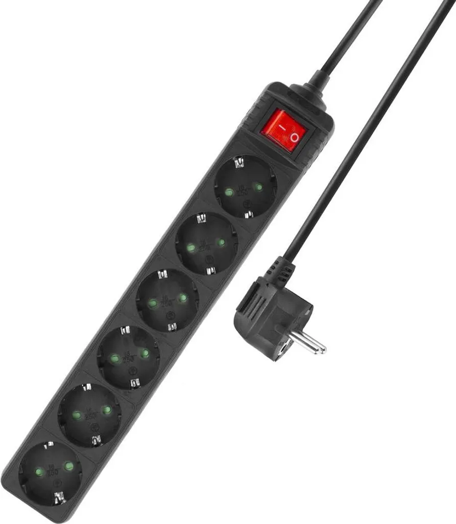 Ciabatta TV ACT AC2465 6 Posti Nera - Scomparsa Totale Cavo 3m