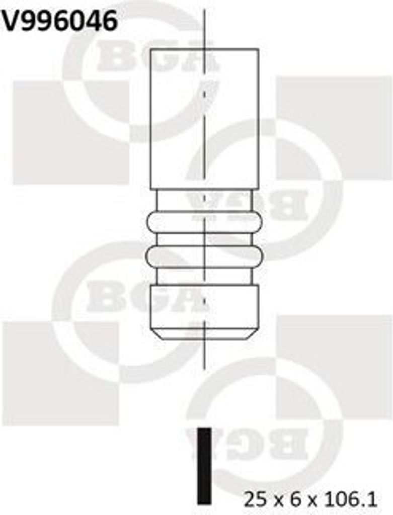BGA V996046 Auslassventil Ø25mm 106,1mm für FORD Focus II Schrägheck (DA, HCP, DP) Focus II Kombi (DA, FFS, DS) Focus C-Max (DM2) FOCUS II Cabri...