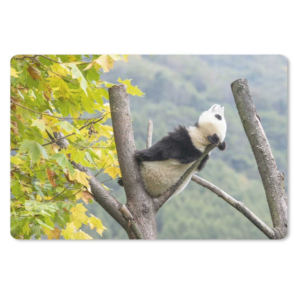 MuchoWow Mauspad Mousepad Panda - Zweig - Blätter 27x18 cm - Mousepads - Maus Mat - Pad - Mausunterlage - Büroartikel - Desk Matten