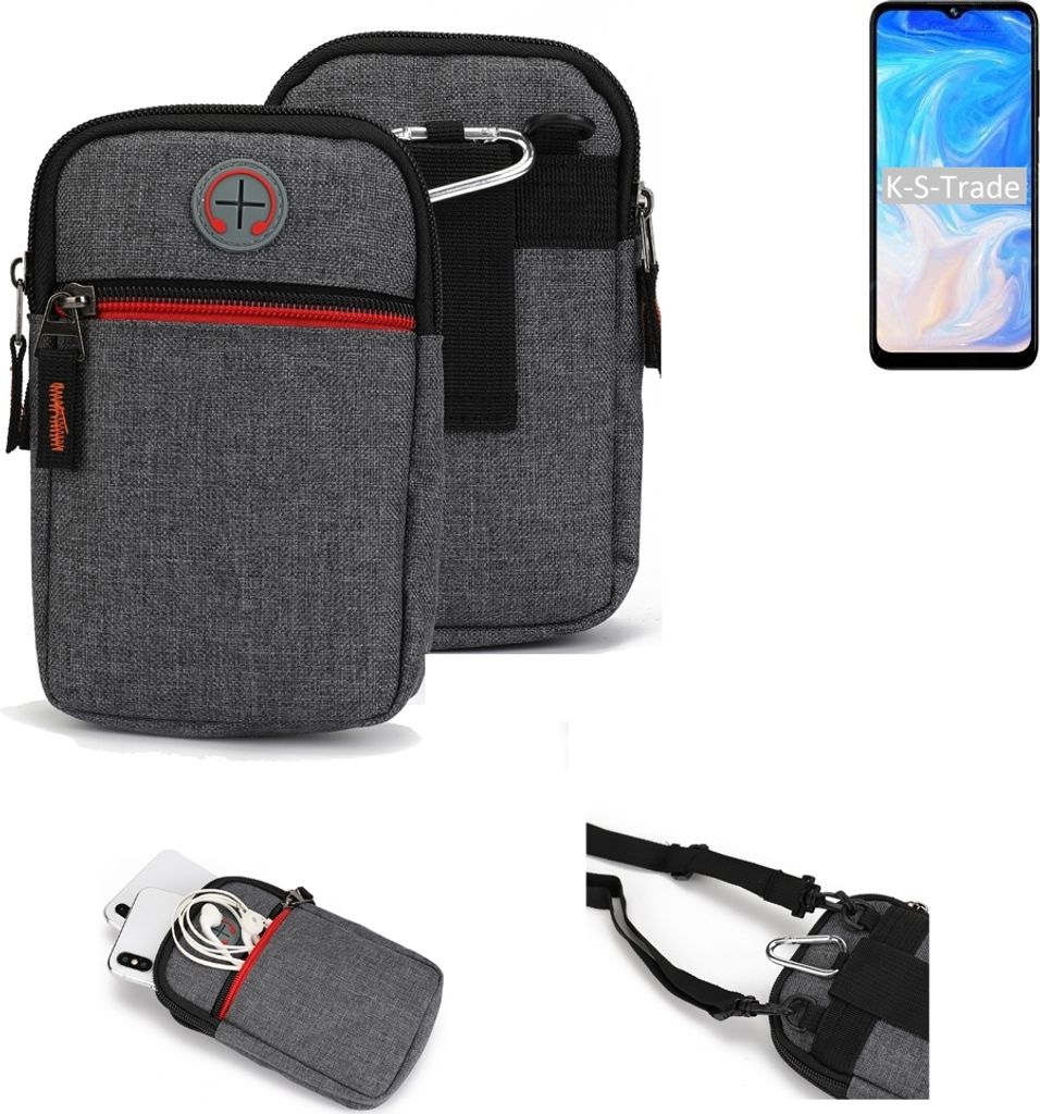 K-S-Trade Holster Gürteltasche kompatibel mit Doogee N40 Pro Handy Tasche Schutz Hülle grau Zusatzfächer 1x