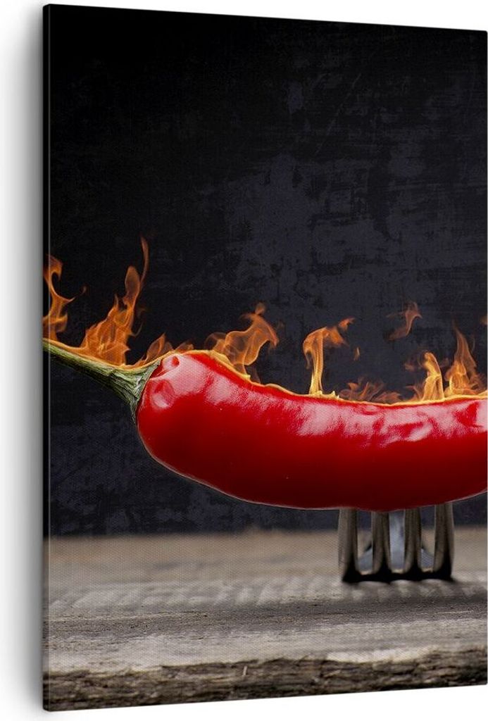 Bild auf Leinwand - Leinwandbild - Einteilig - Chili Paprika Bio Landwirtschaft - 50x70cm - Wand Bild - Wandbilder - Leinwanddruck - Wanddekoration...