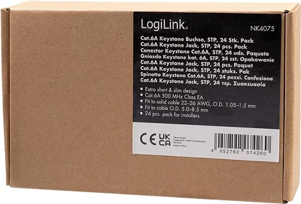 LogiLink Professional NK4075 Module Keystone Cat.6A blindé - 24 pièces